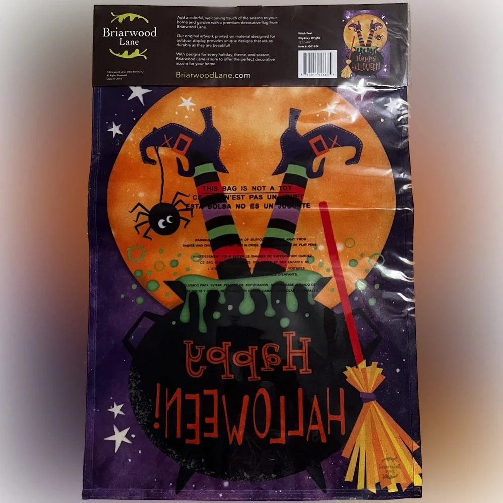 💥NWT Halloween Premium Garden Flags Witch Caldron Vertical Double Side Halloween